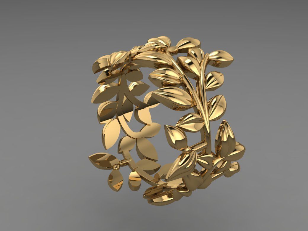 Leaf Ring 3D print model_1