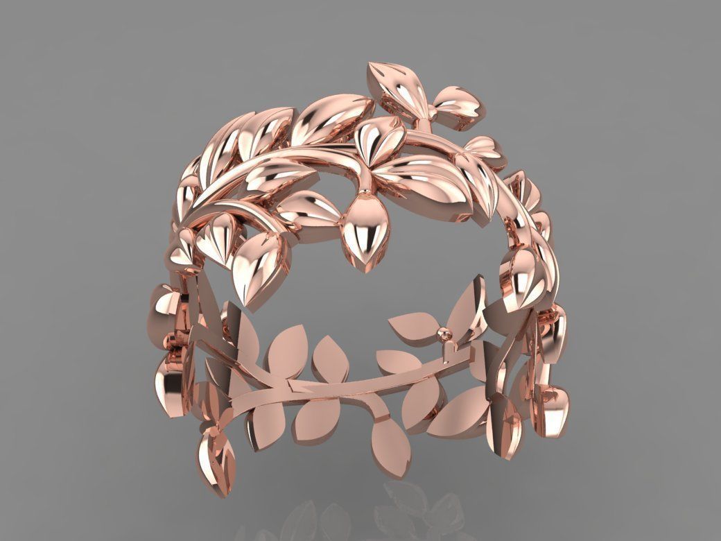 Leaf Ring 3D print model_13