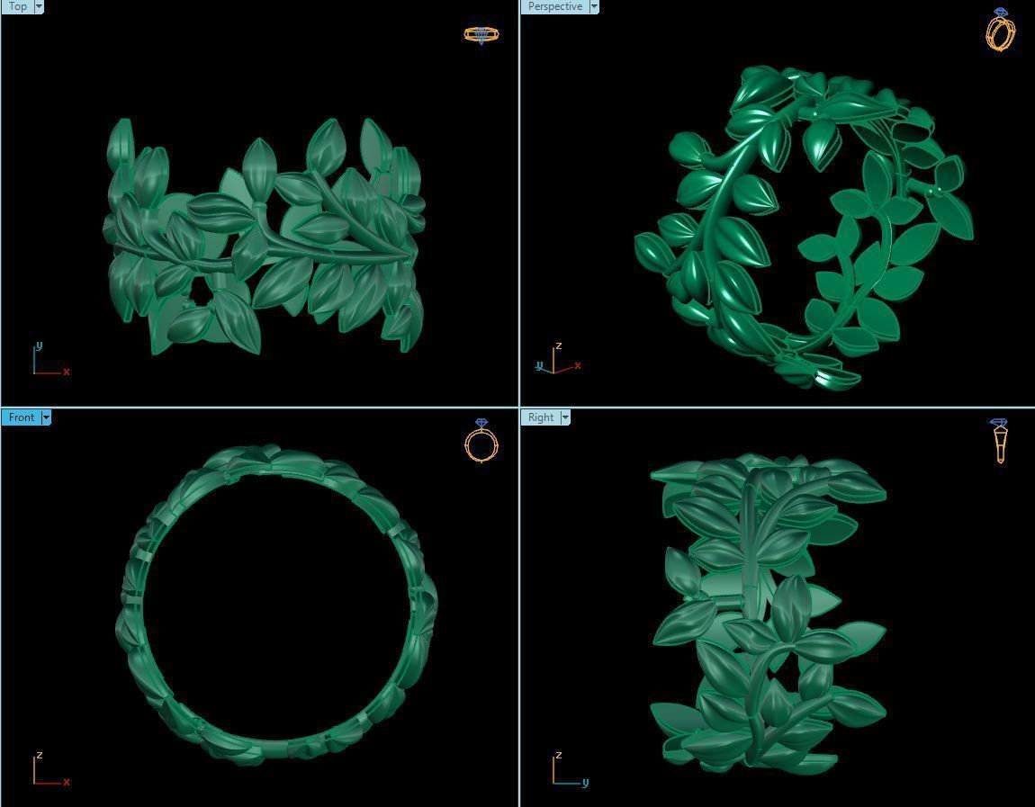 Leaf Ring 3D print model_9