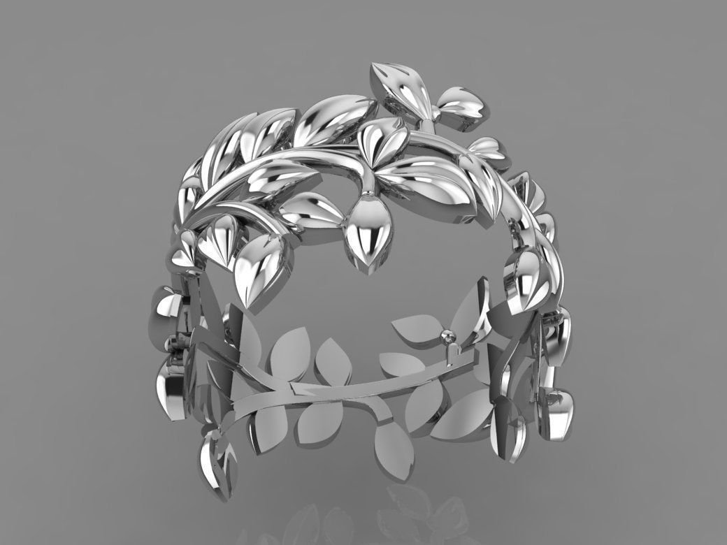 Leaf Ring 3D print model_11