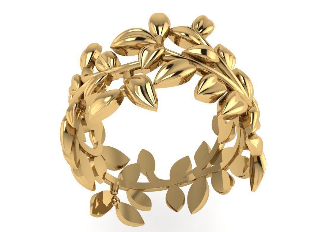 Leaf Ring 3D print model_10