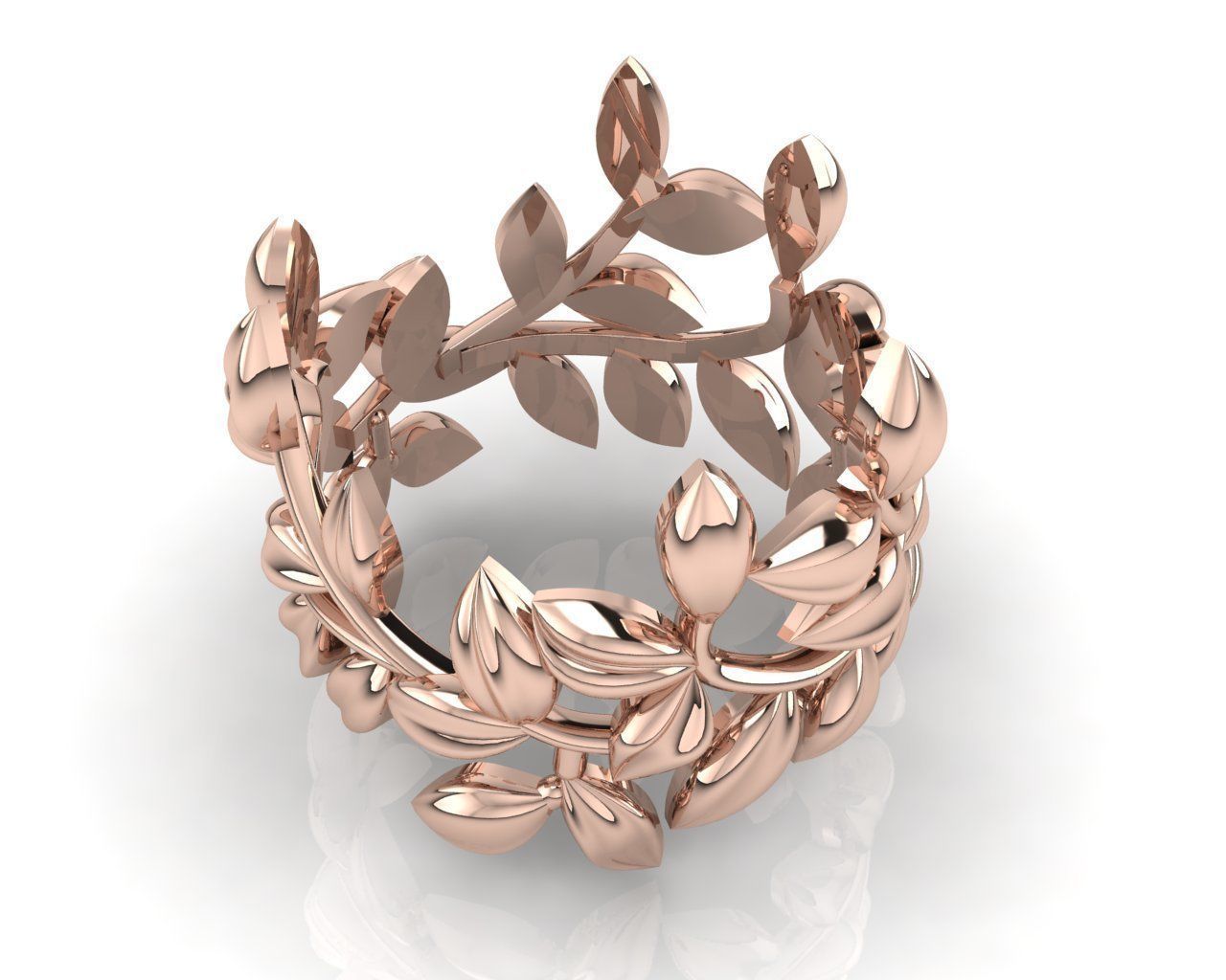 Leaf Ring 3D print model_5