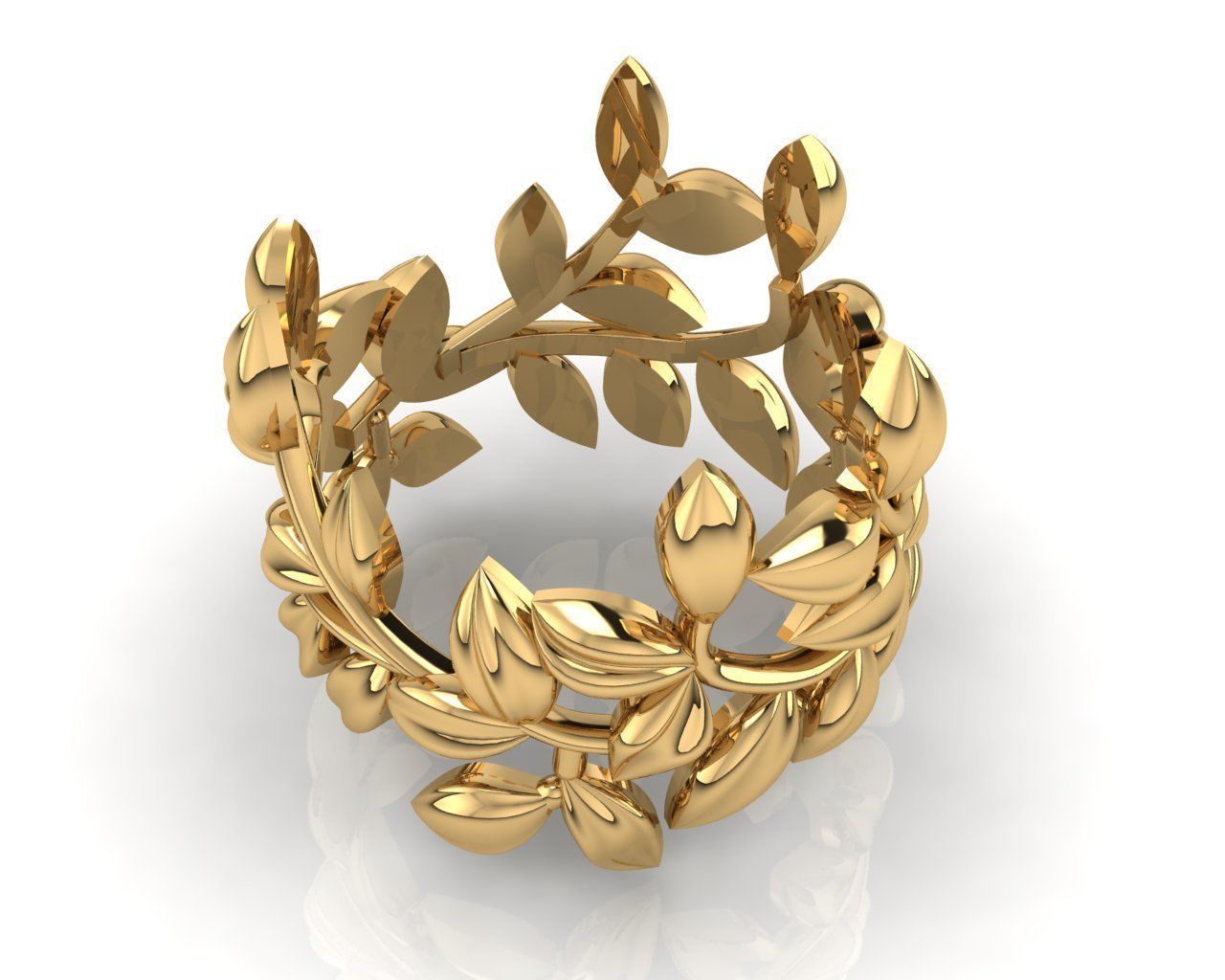 Leaf Ring 3D print model_4