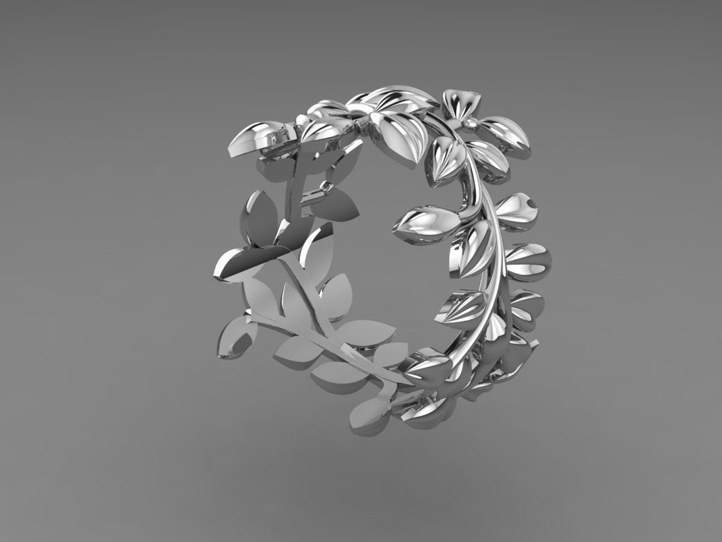 Leaf Ring 3D print model_2