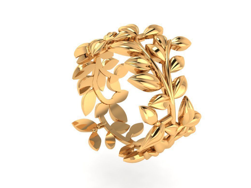 Leaf Ring 3D print model_12