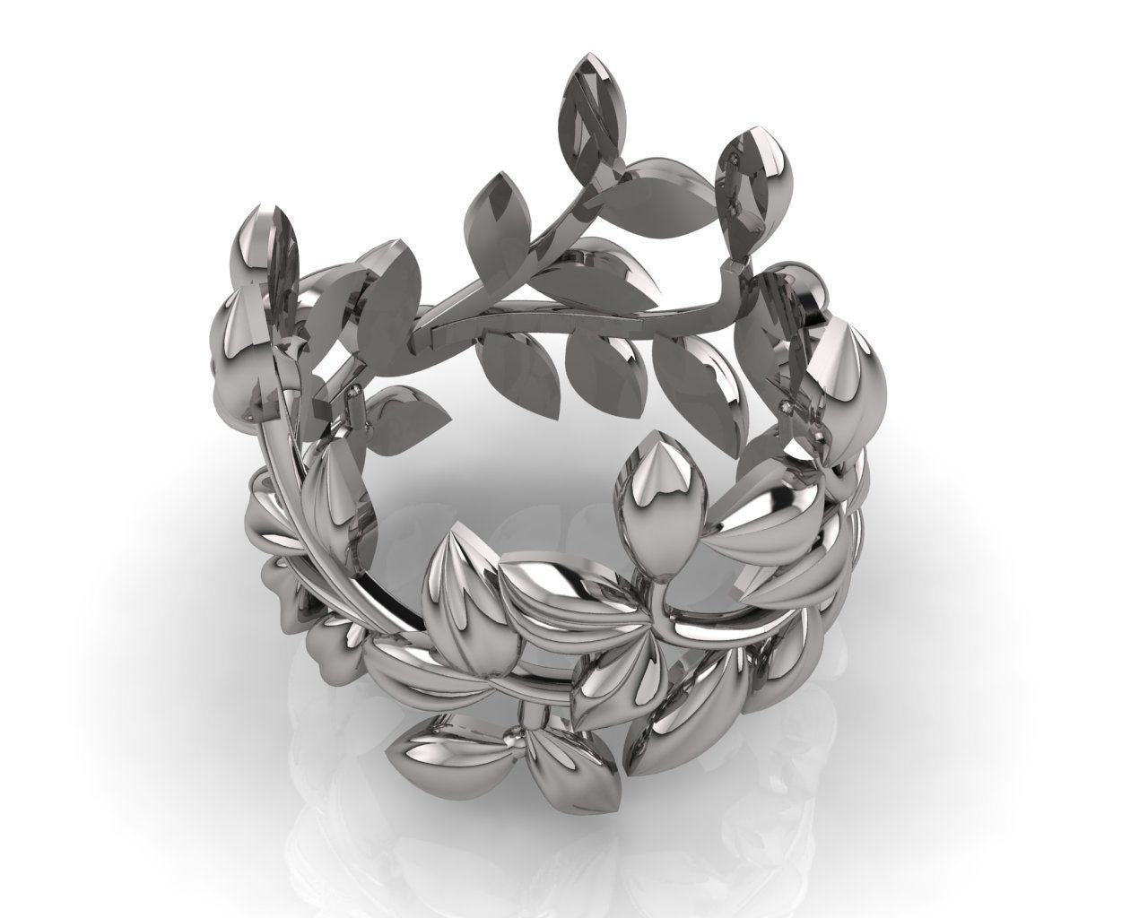 Leaf Ring 3D print model_16