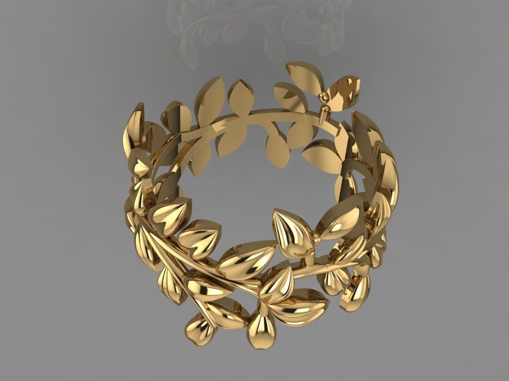 Leaf Ring 3D print model_14