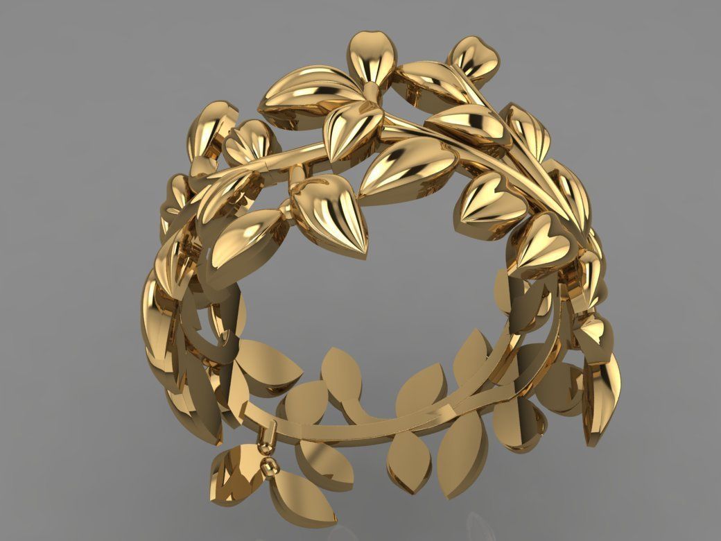 Leaf Ring 3D print model_15