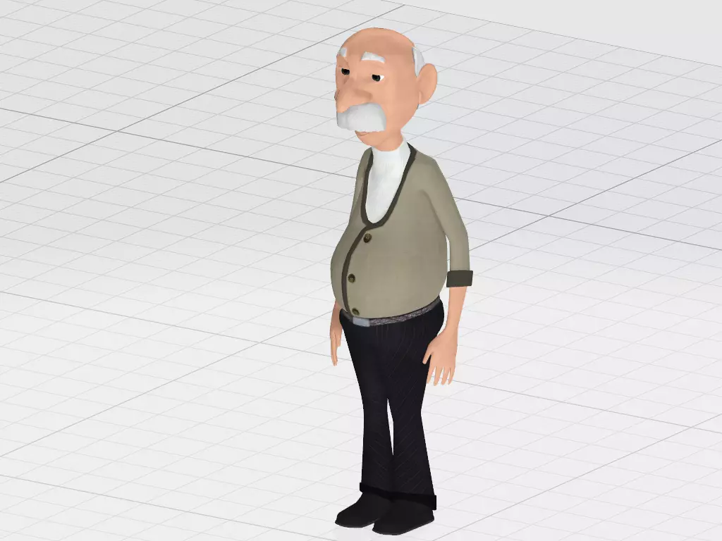 Old Man character Low-poly 3D model_0