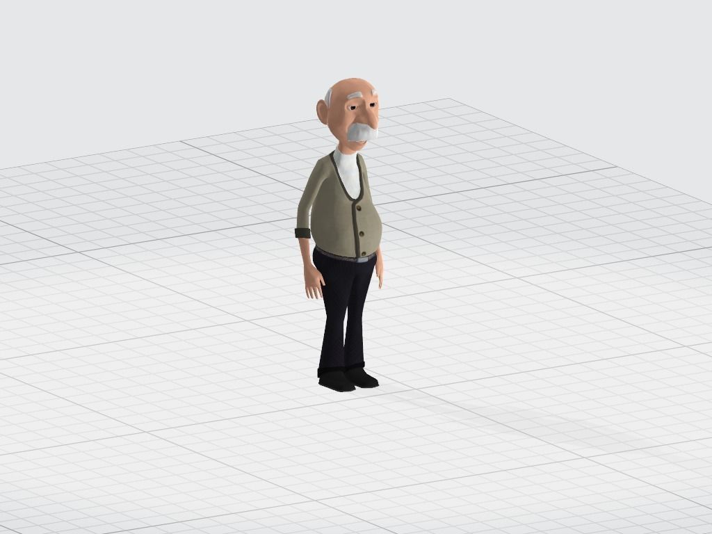 Old Man character Low-poly 3D model_3