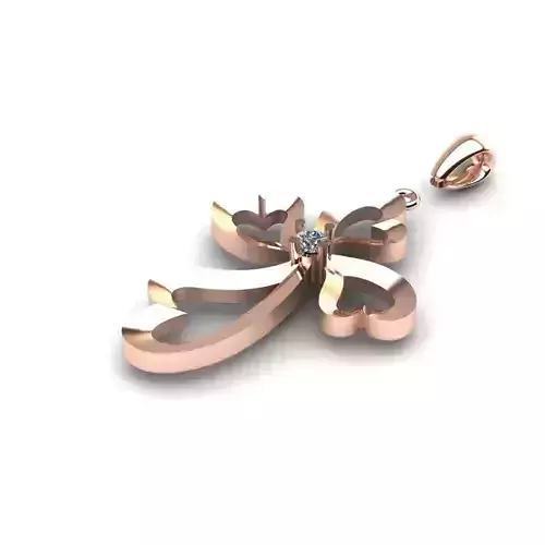 Pendant 3dm rose gold cross with diamond