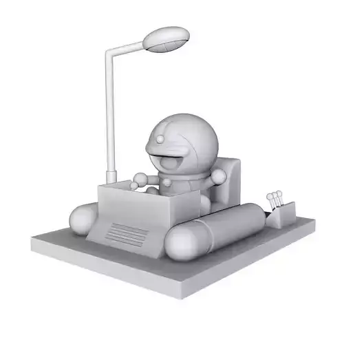 Doraemon and Time Machine 3D print model