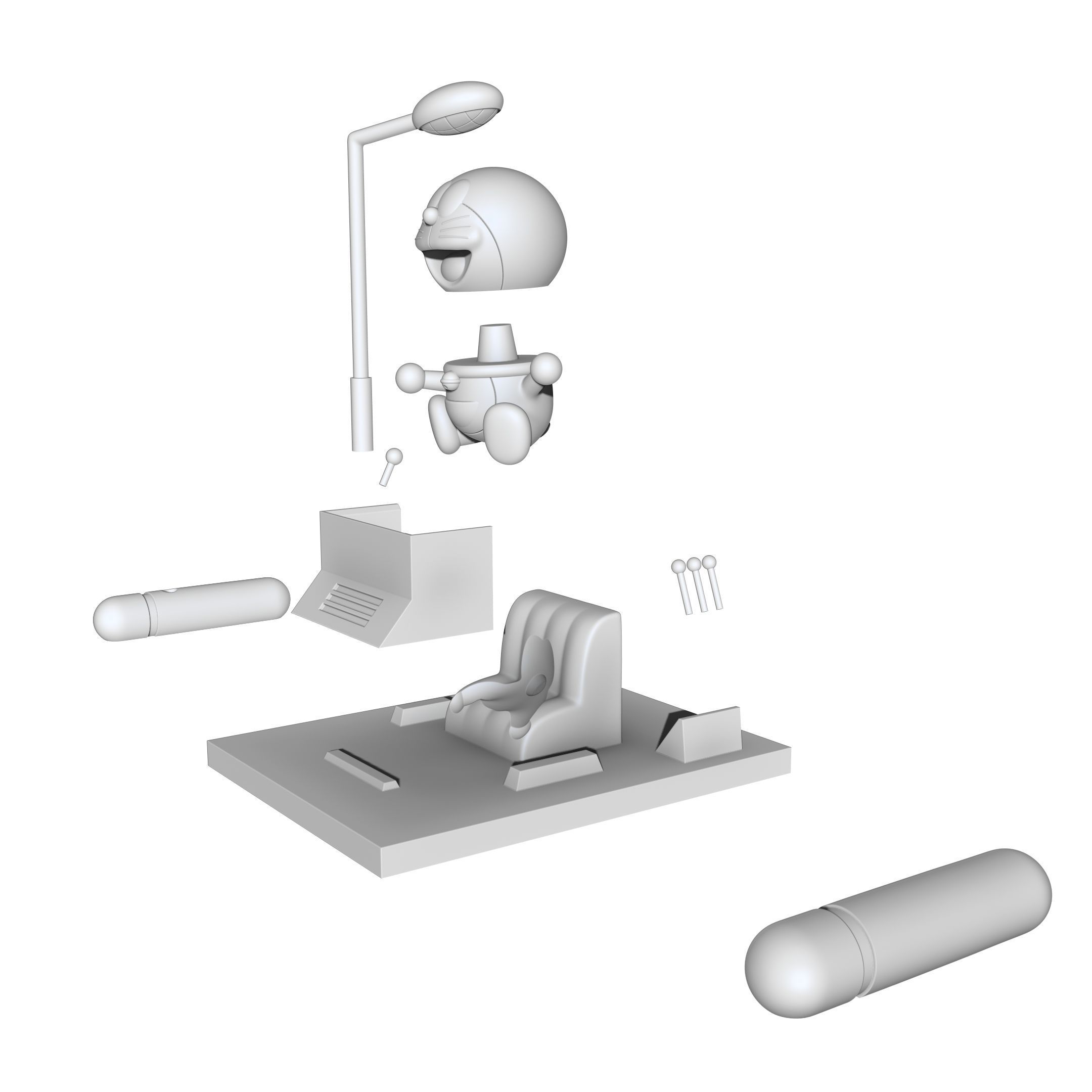 Doraemon and Time Machine 3D print model_2