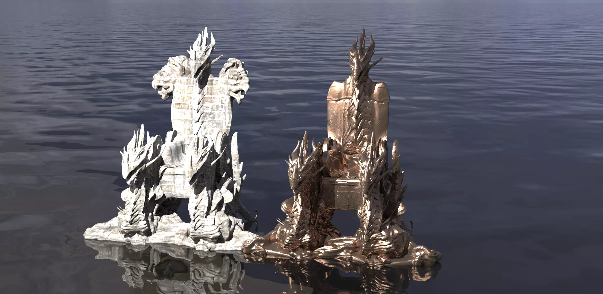 Queen of dragons Throne  2 versions 3D model_0