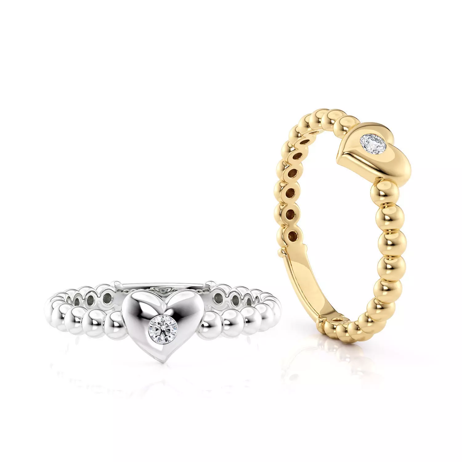 Ring one heart with stones R 0321 printable 3d model 3D print model_0