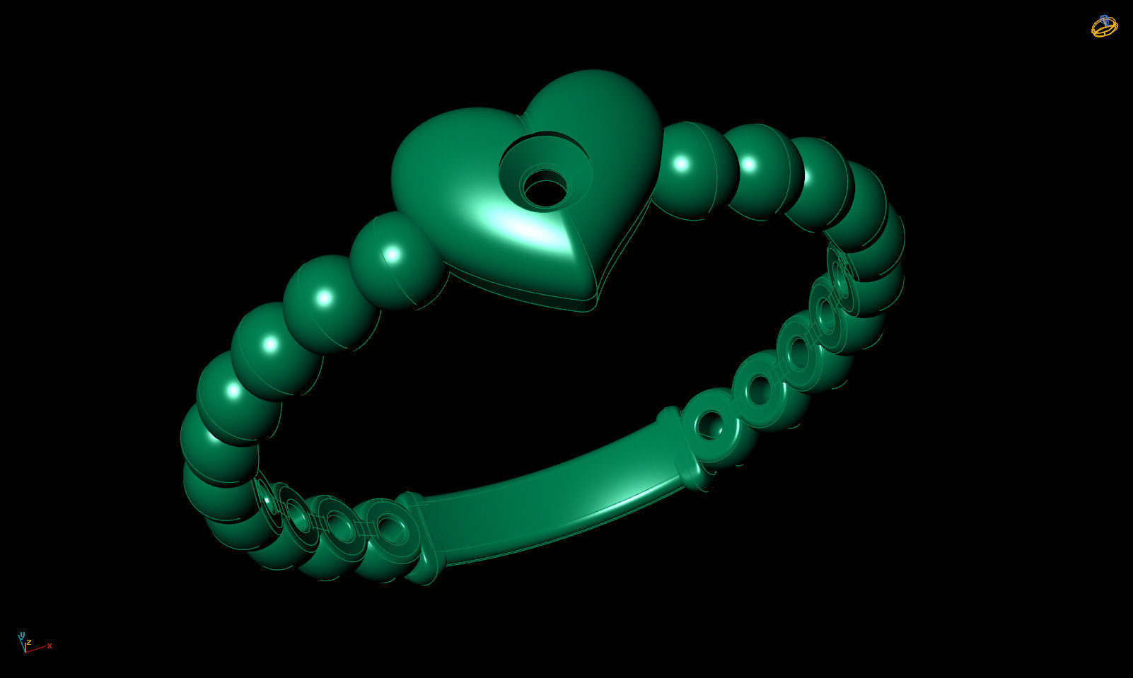 Ring one heart with stones R 0321 printable 3d model 3D print model_16