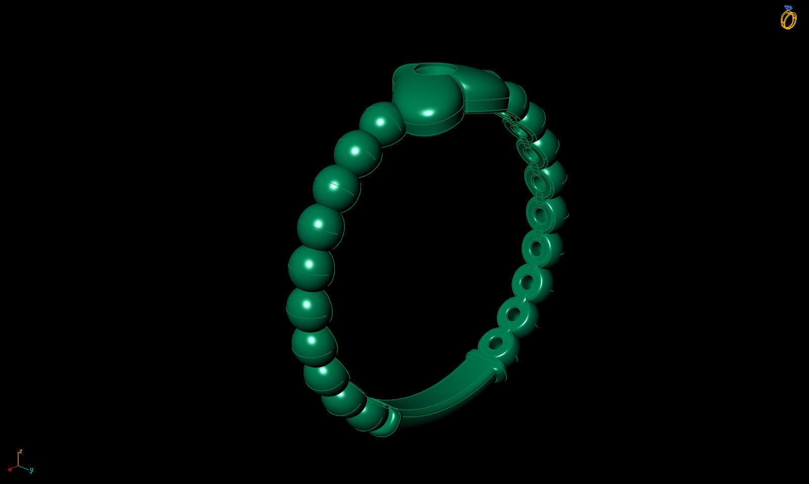 Ring one heart with stones R 0321 printable 3d model 3D print model_18