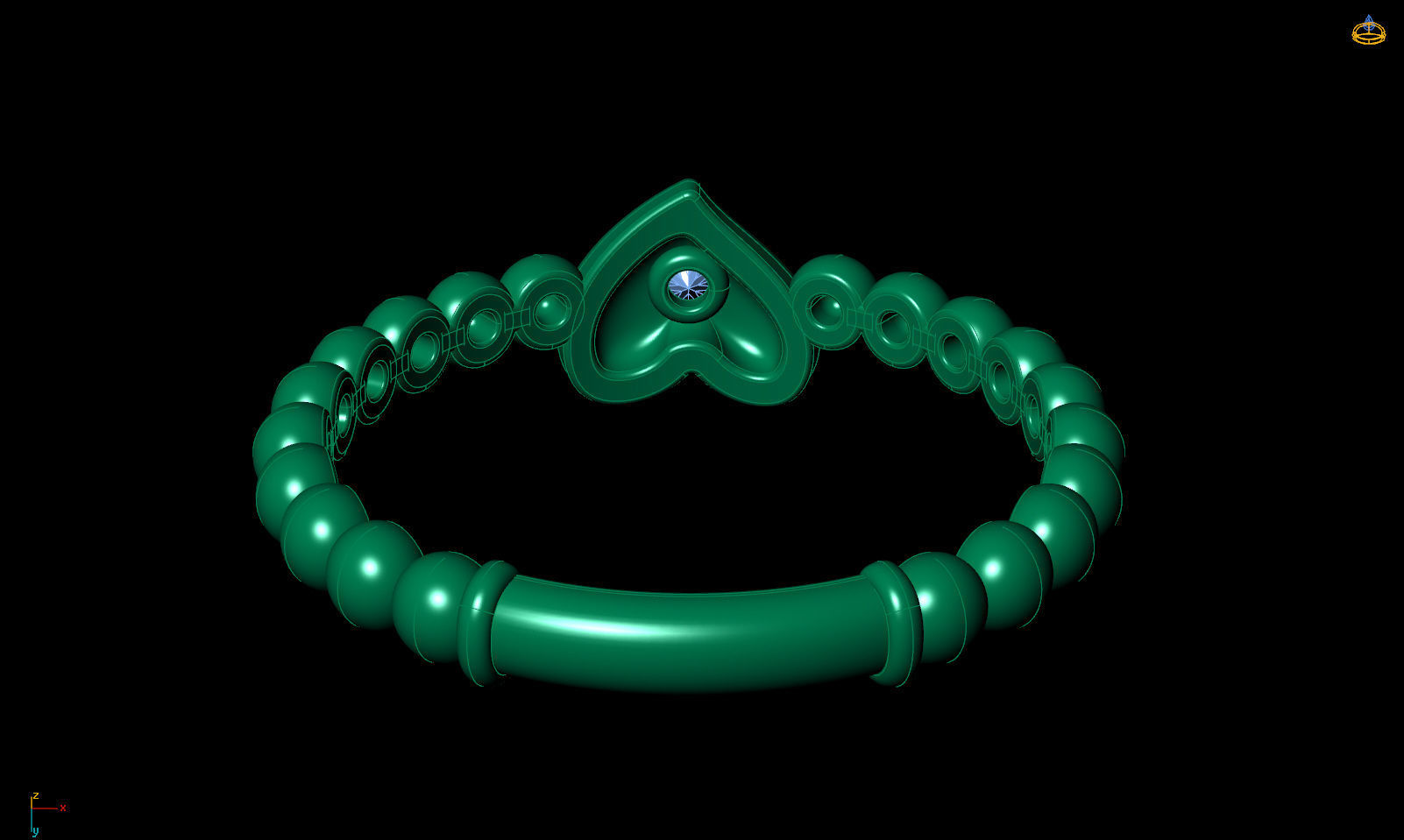 Ring one heart with stones R 0321 printable 3d model 3D print model_14