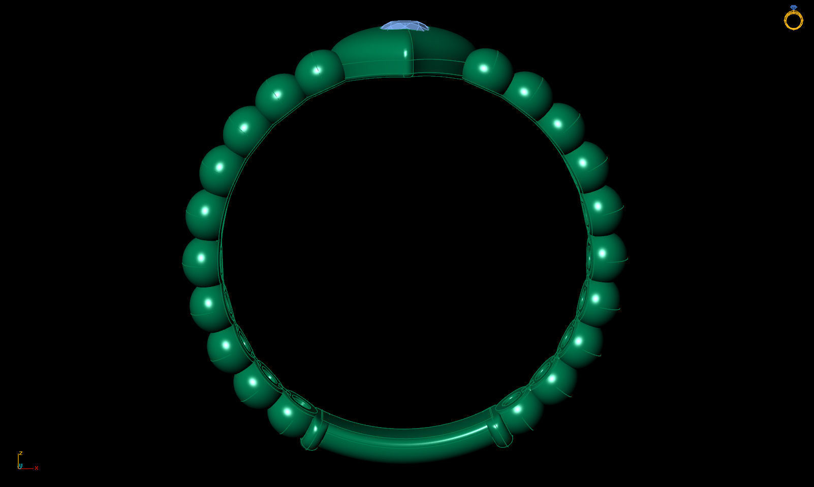 Ring one heart with stones R 0321 printable 3d model 3D print model_13