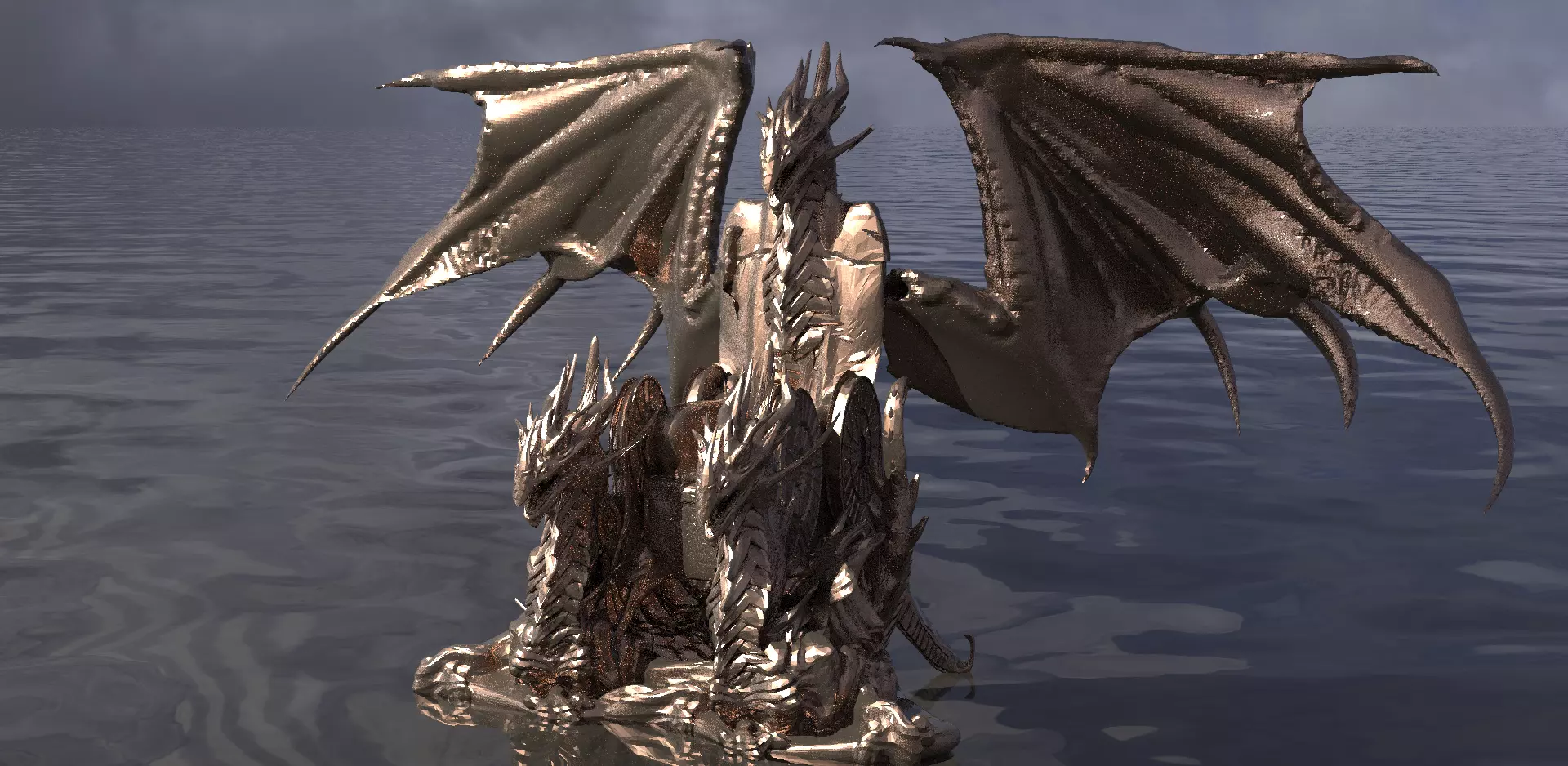King of dragons Throne Slim 3D model_0