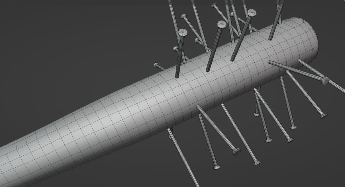 Melee Bloody Baseball Bat  Low-poly 3D model_6