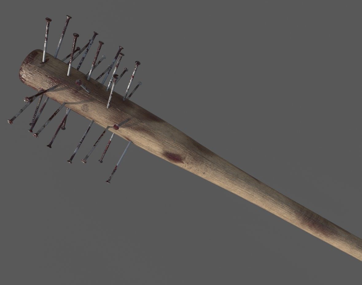 Melee Bloody Baseball Bat  Low-poly 3D model_1