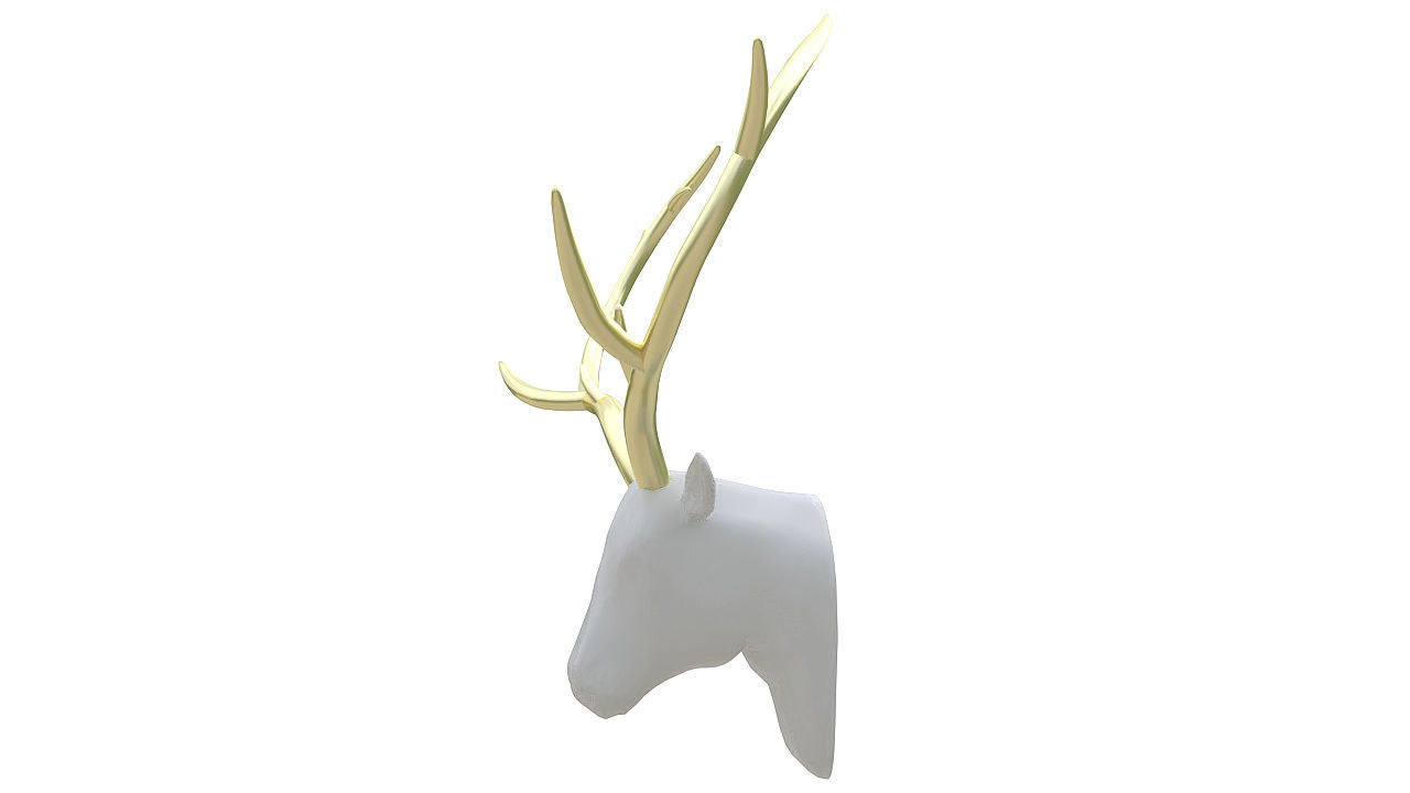 Plastic deer head wall decor 3D model_4