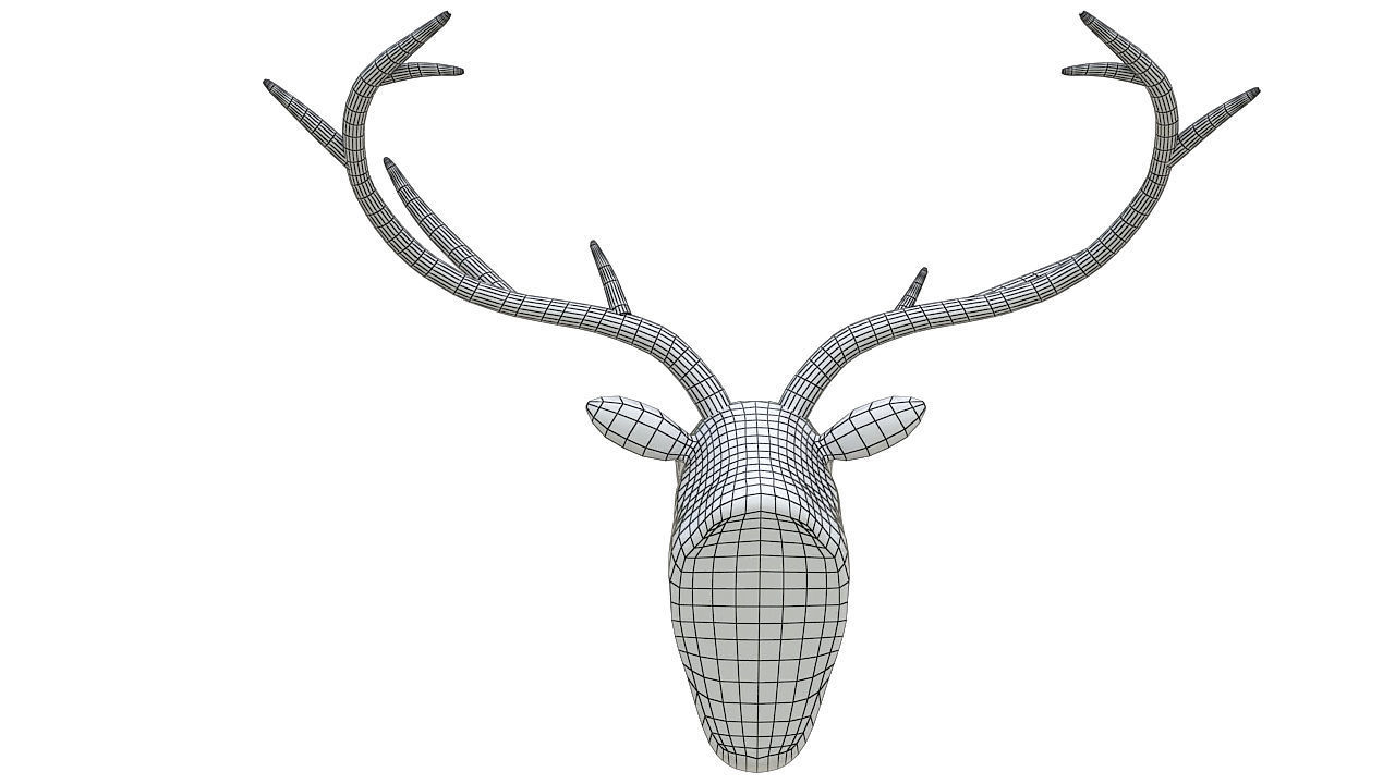Plastic deer head wall decor 3D model_8