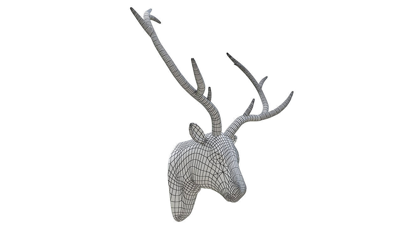 Plastic deer head wall decor 3D model_7
