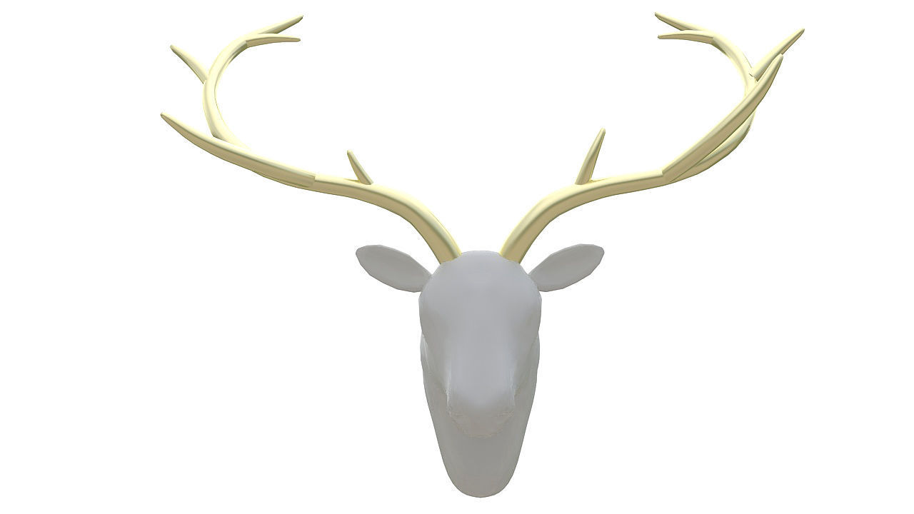 Plastic deer head wall decor 3D model_3