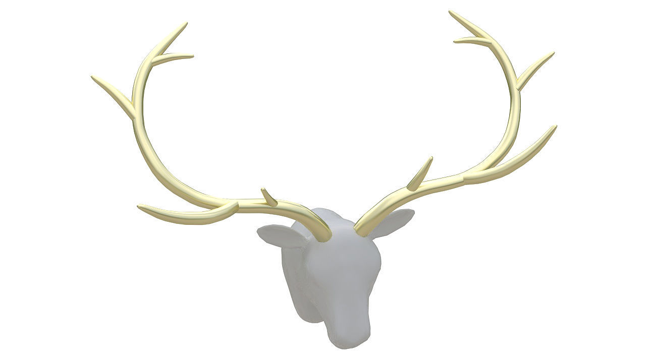 Plastic deer head wall decor 3D model_1