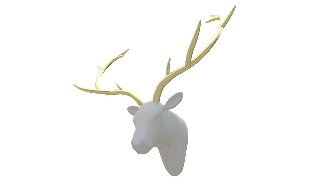 Plastic deer head wall decor 3D model_2