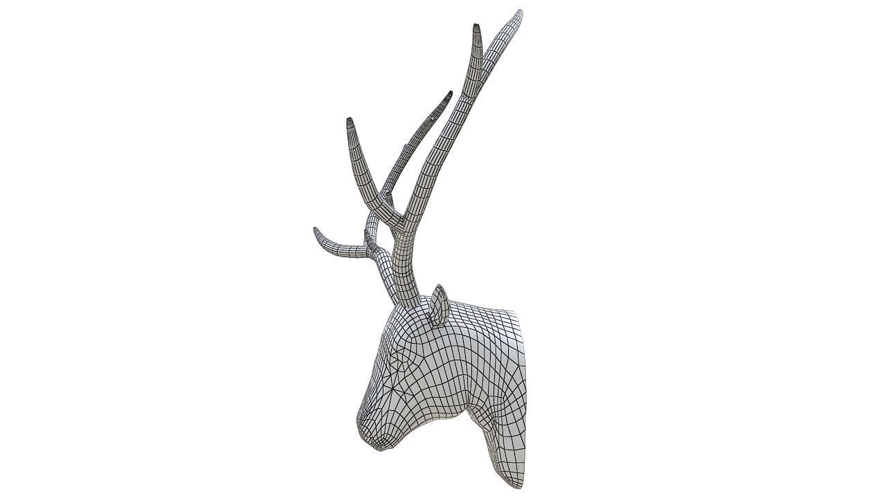Plastic deer head wall decor 3D model_5