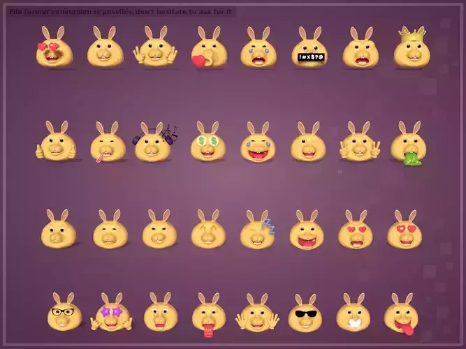 Bunny Rabbit Smileys Head Emoji Cartoon Icons -- Pack Collection