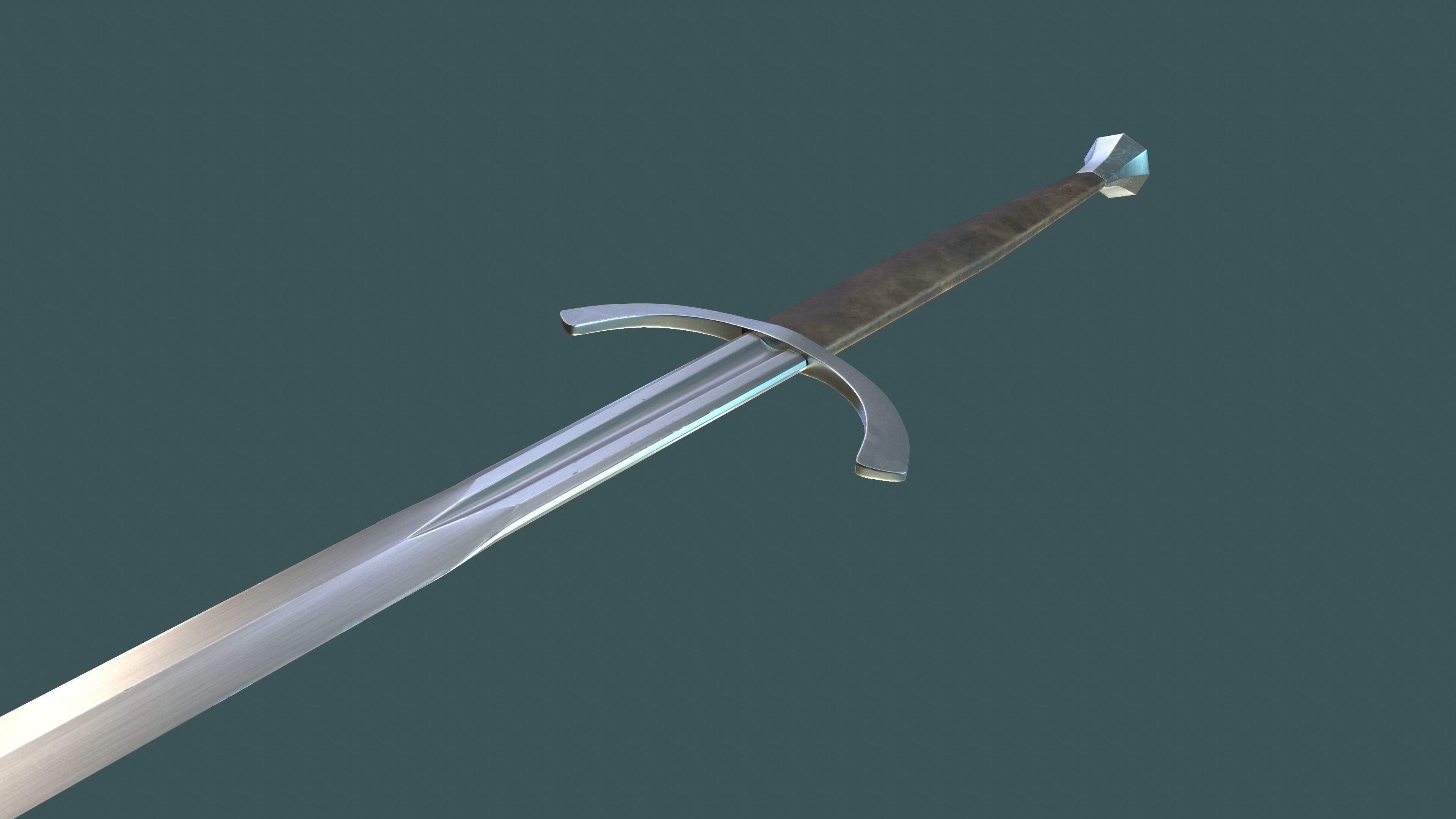 Albion Dane Medieval Sword PBR game ready Low-poly 3D model_4