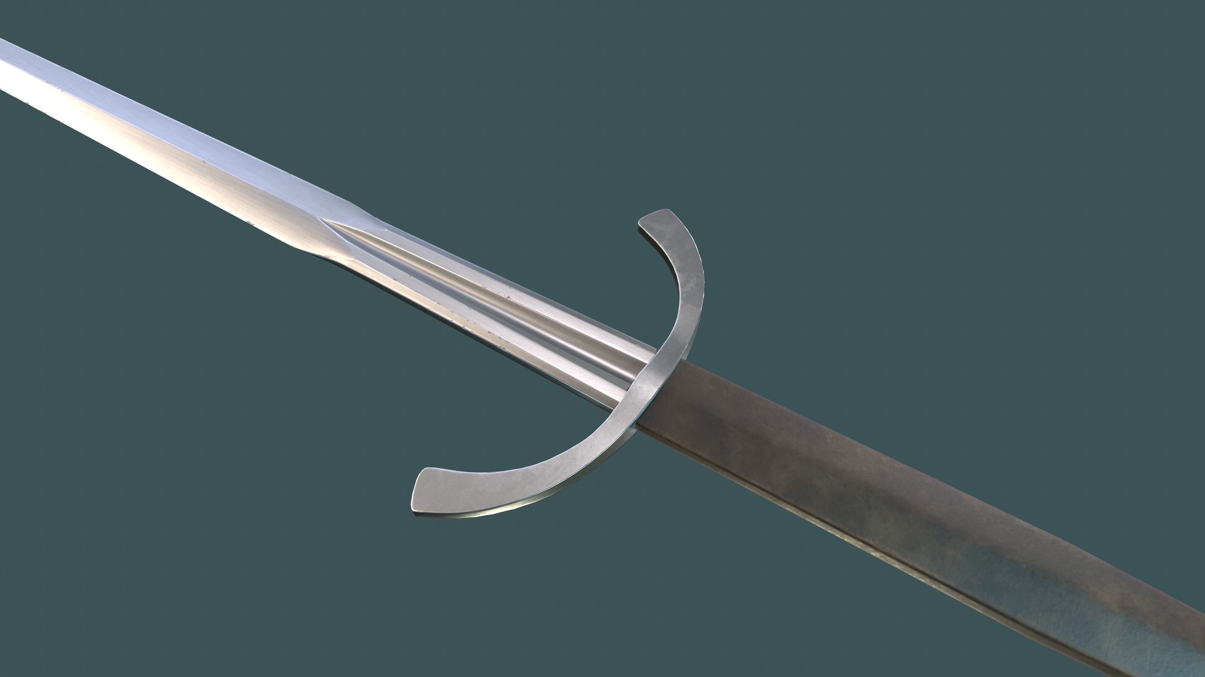 Albion Dane Medieval Sword PBR game ready Low-poly 3D model_1