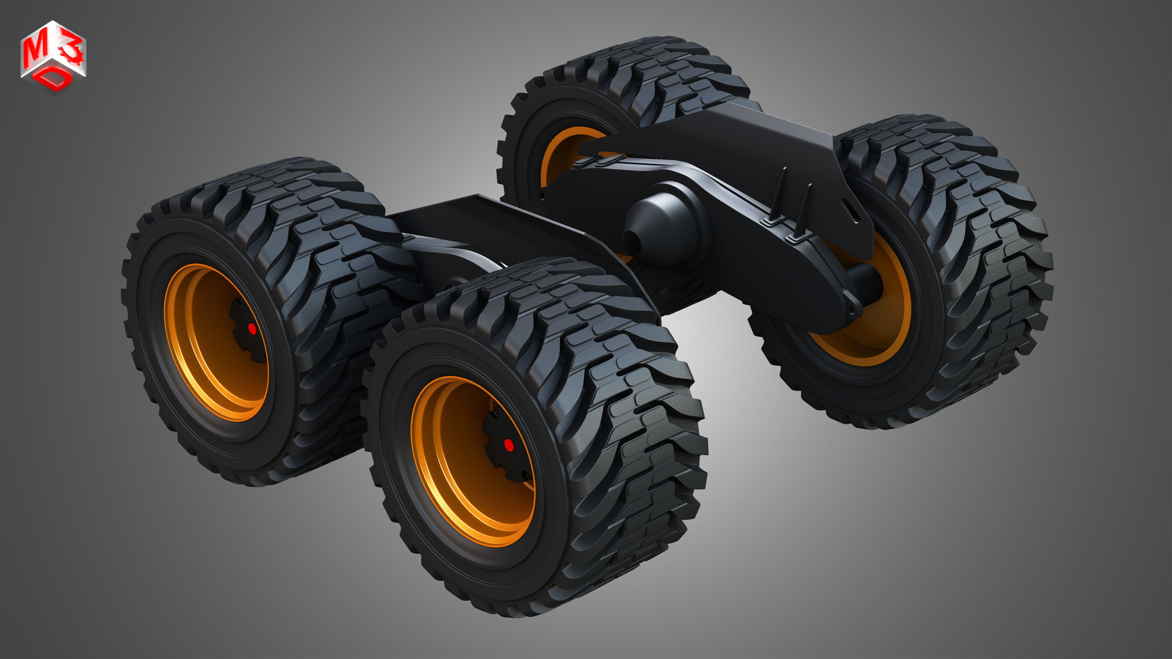 H21D Forestry Harvester Wheels and Tires with Suspension 3D model_8