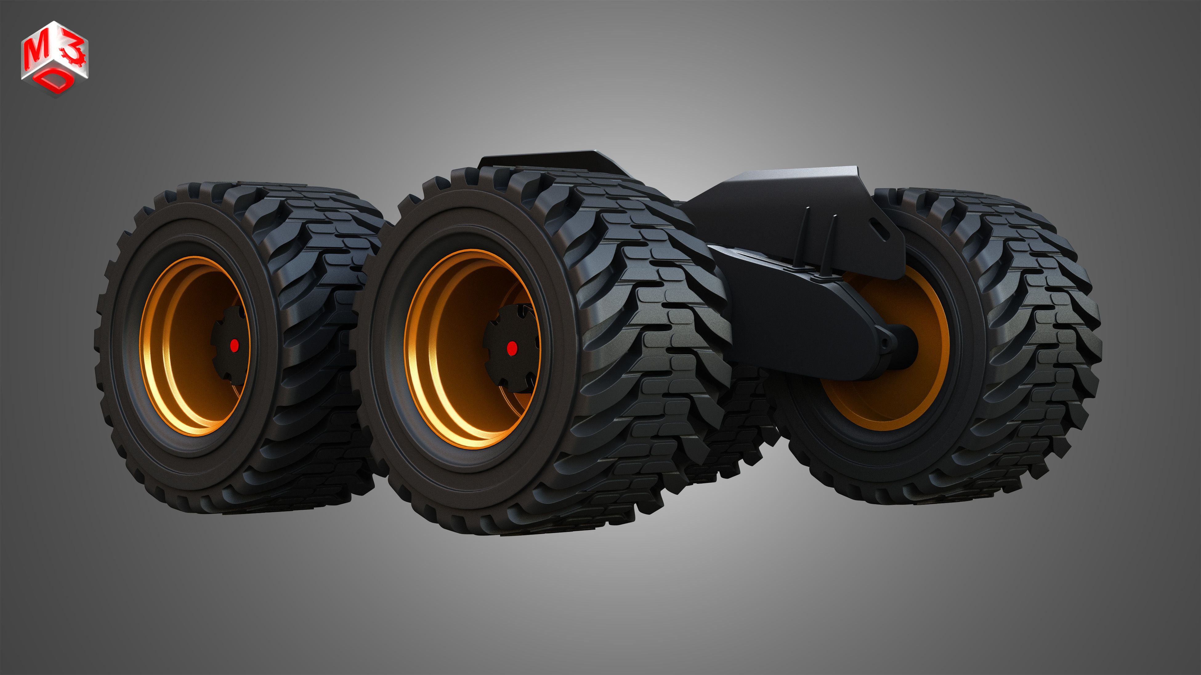 H21D Forestry Harvester Wheels and Tires with Suspension 3D model_2