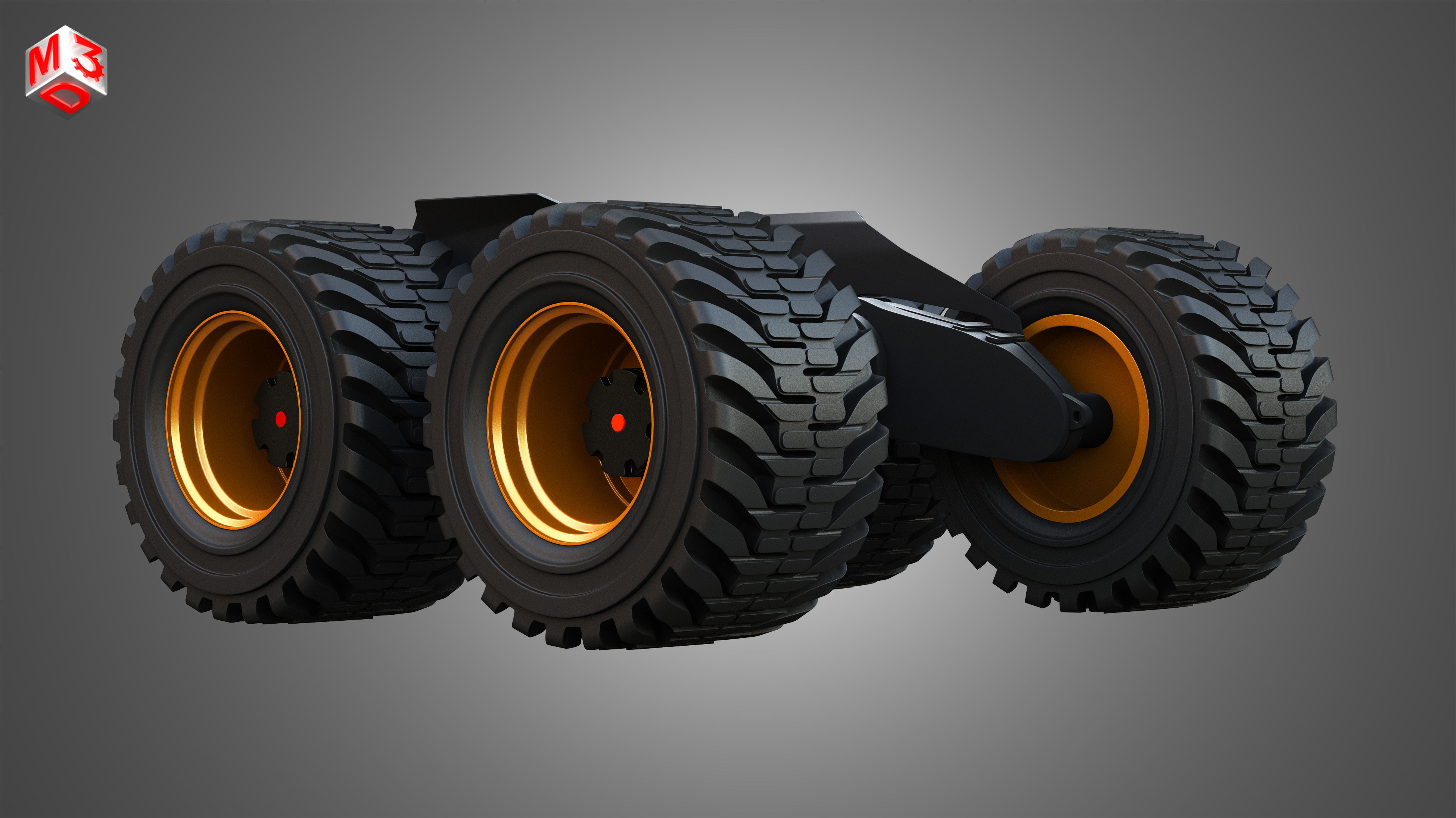 H21D Forestry Harvester Wheels and Tires with Suspension 3D model_3