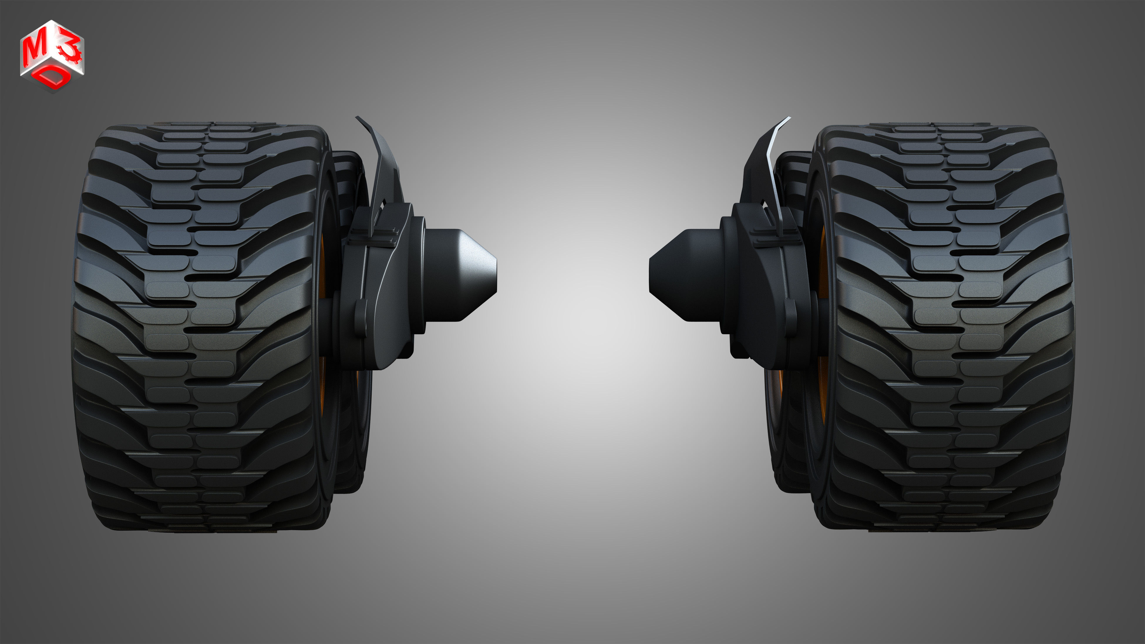 H21D Forestry Harvester Wheels and Tires with Suspension 3D model_9
