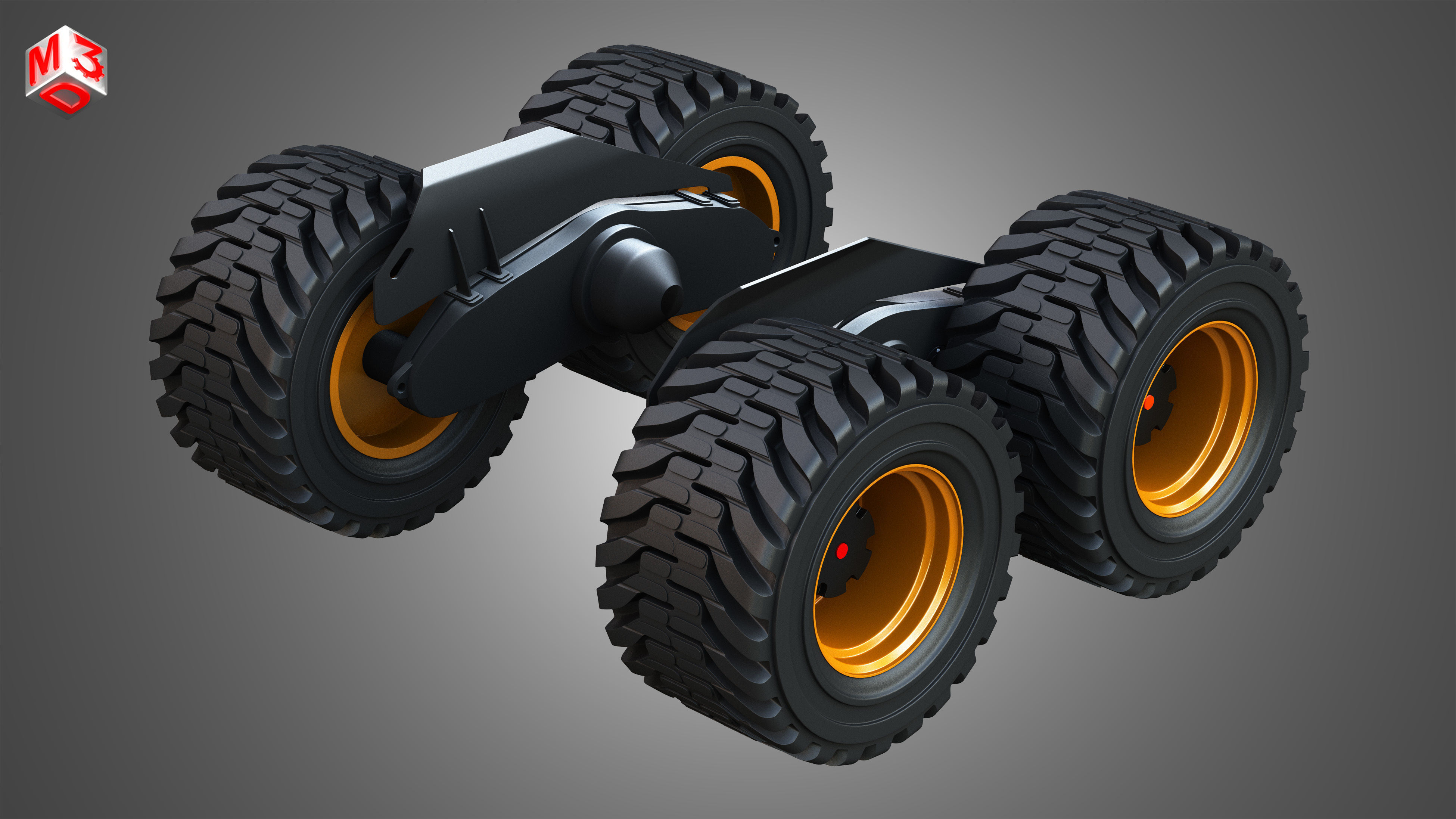 H21D Forestry Harvester Wheels and Tires with Suspension 3D model_6