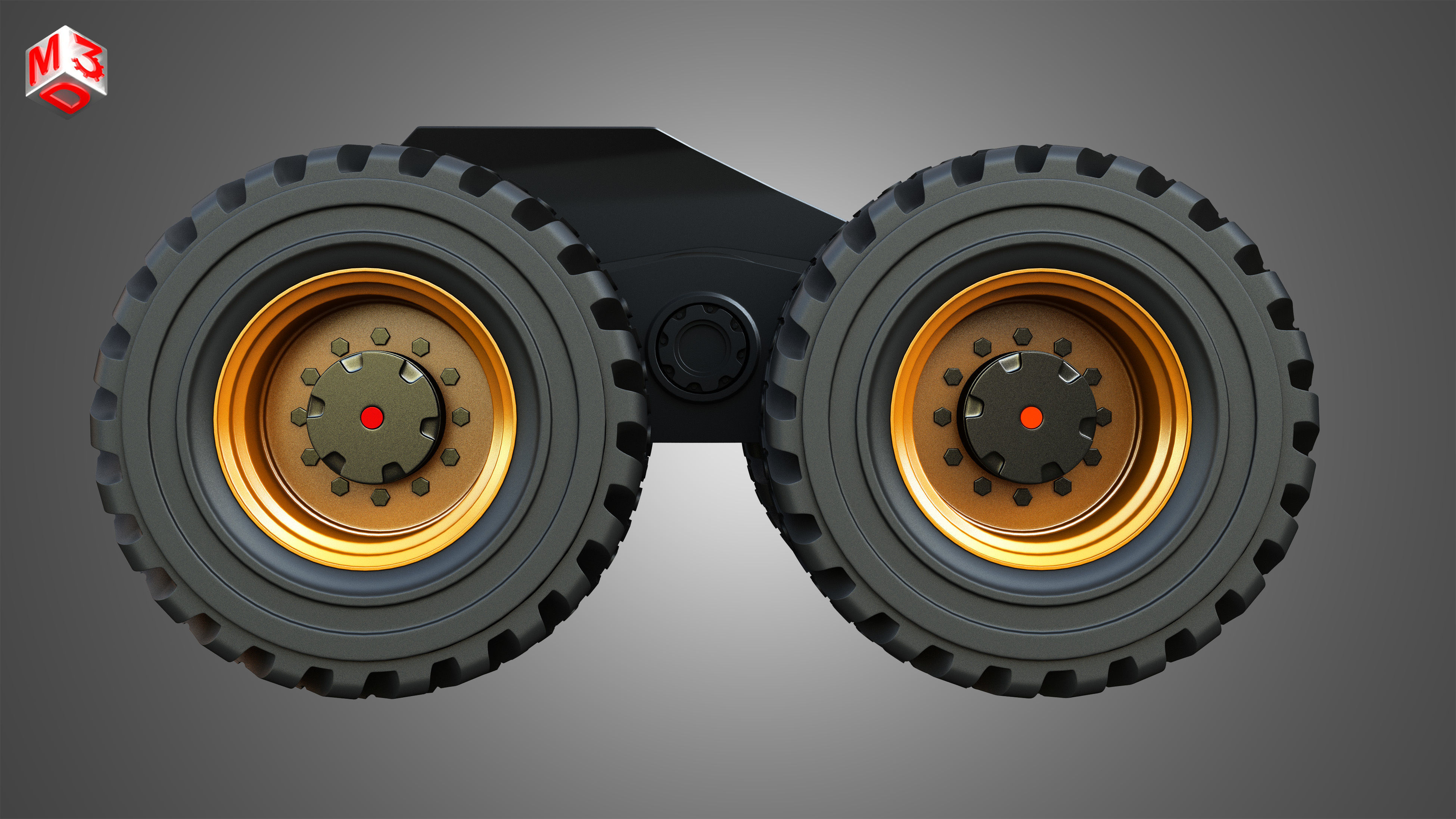 H21D Forestry Harvester Wheels and Tires with Suspension 3D model_4