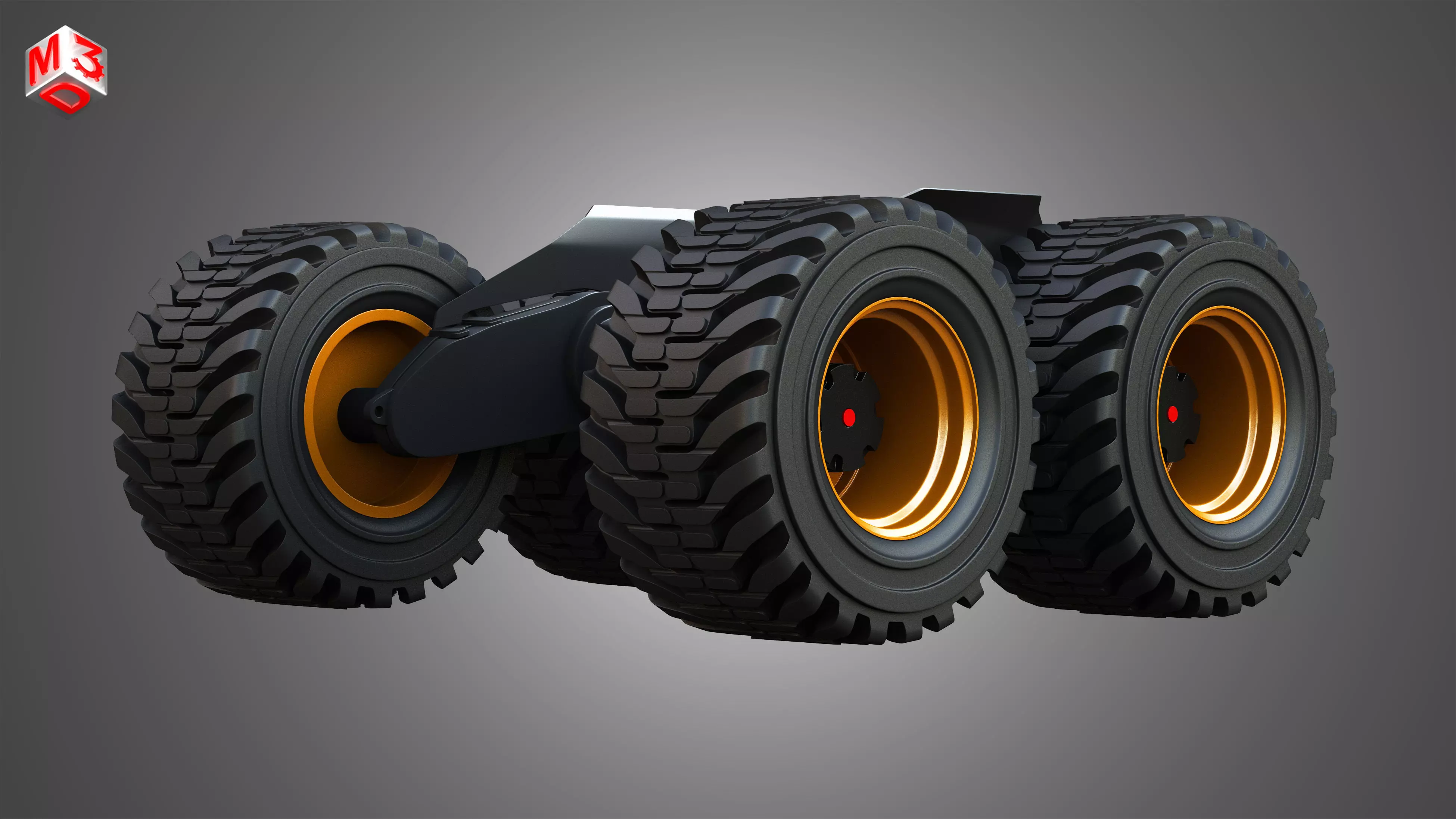 H21D Forestry Harvester Wheels and Tires with Suspension 3D model_0