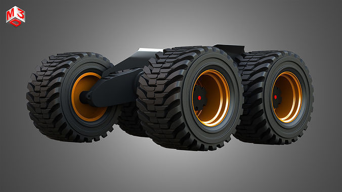 H21D Forestry Harvester Wheels and Tires with Suspension 3D model