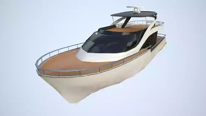 Yacht motor boat flying in sky