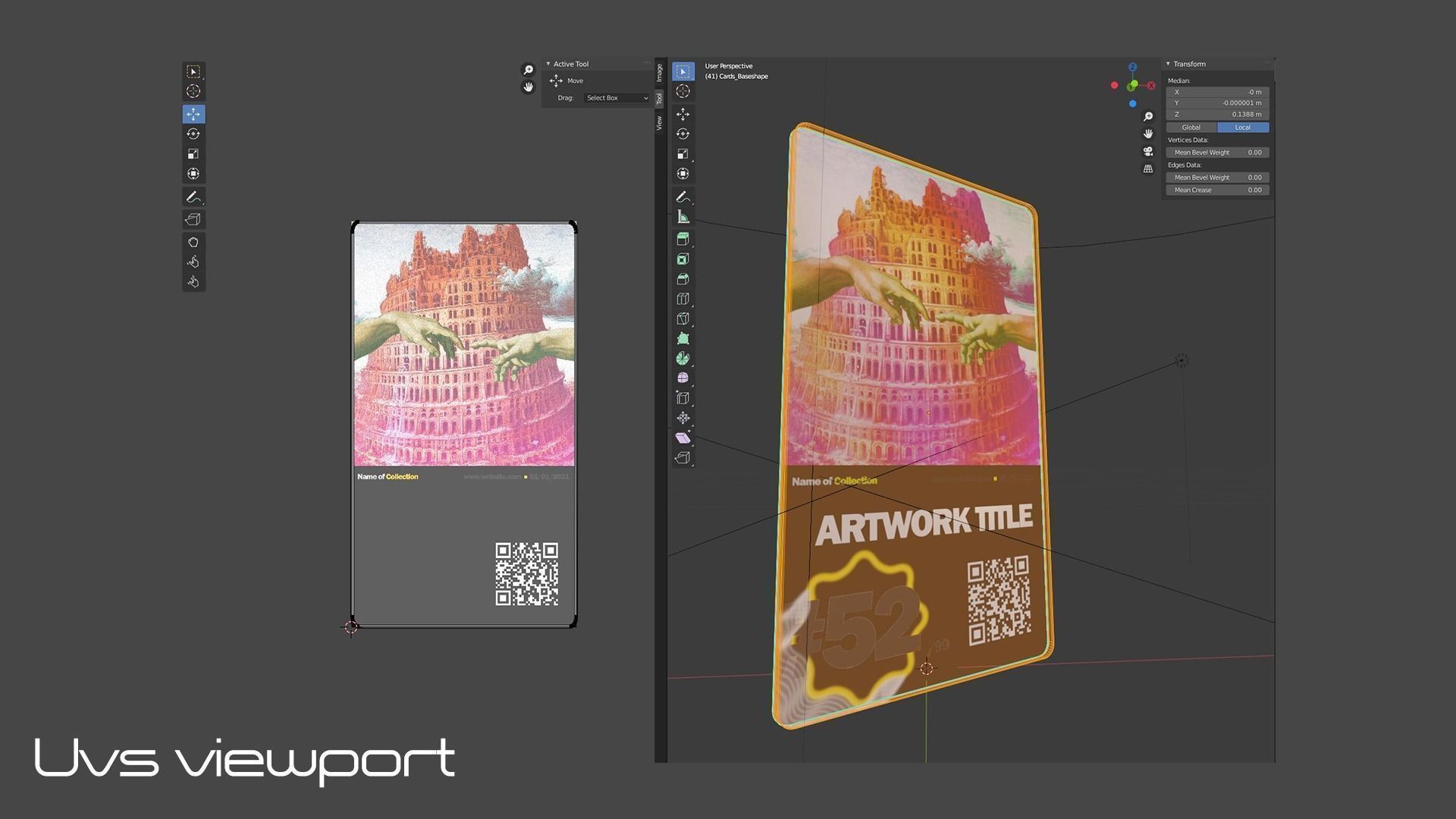 Holographic crypto cards - Complete collection - NFT Template Low-poly 3D model_7