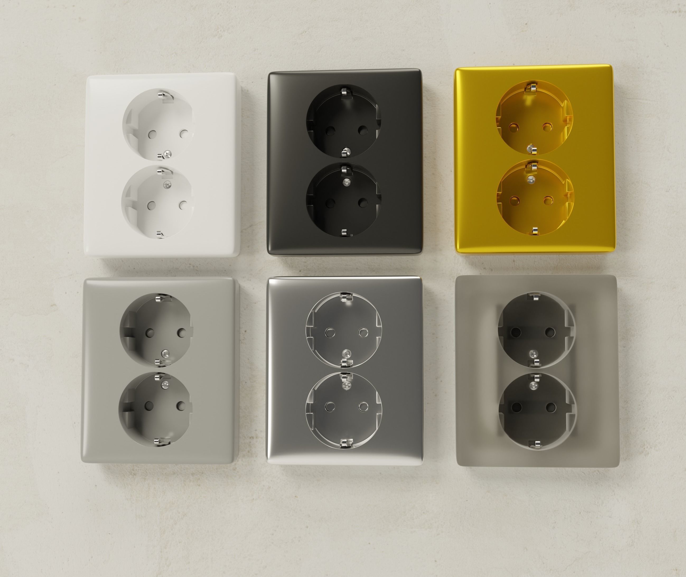 Pack of electrical outlets and switches 3D model_2