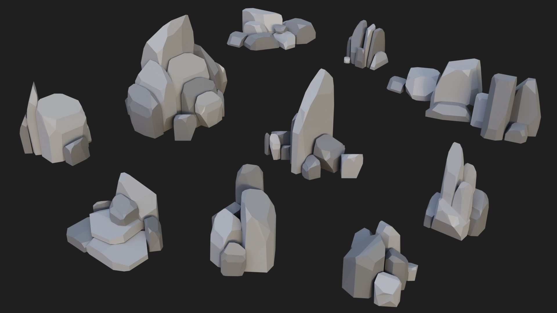 Low Poly Rocks and Stones Big Pack Low-poly 3D model_4