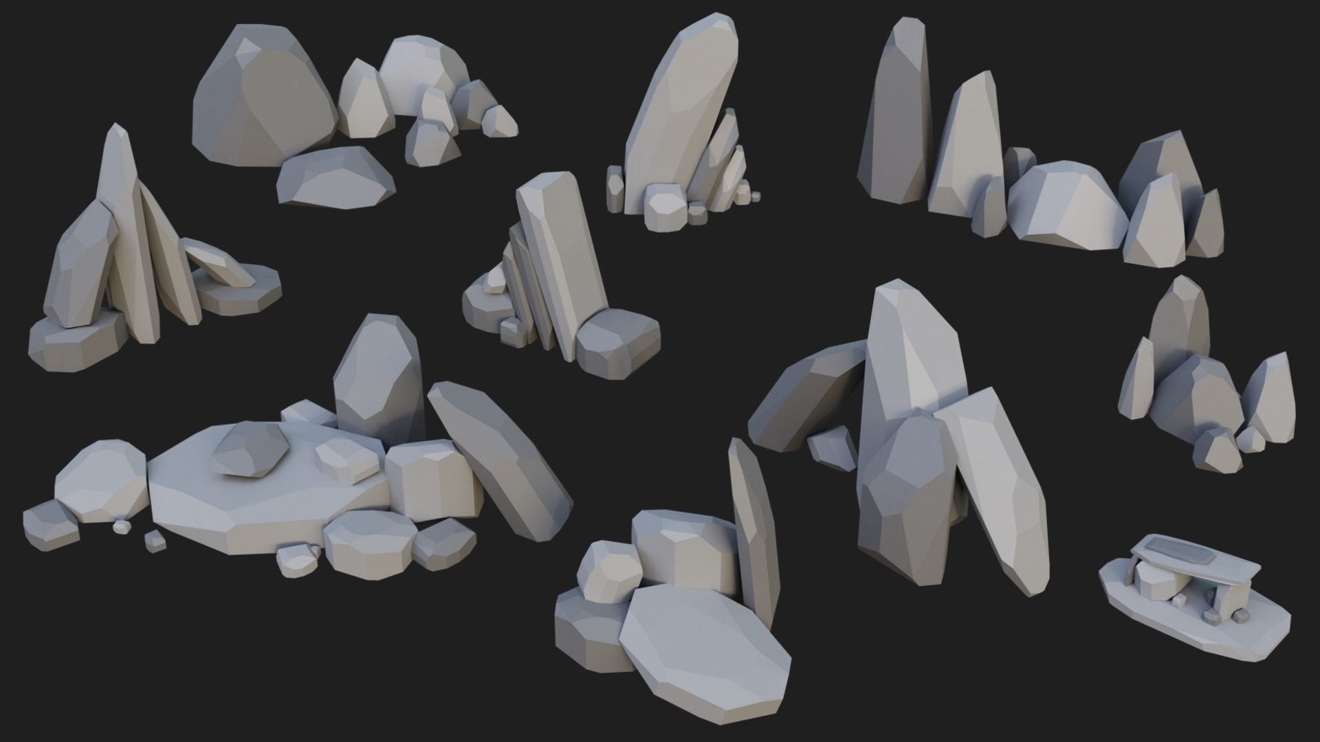 Low Poly Rocks and Stones Big Pack Low-poly 3D model_9