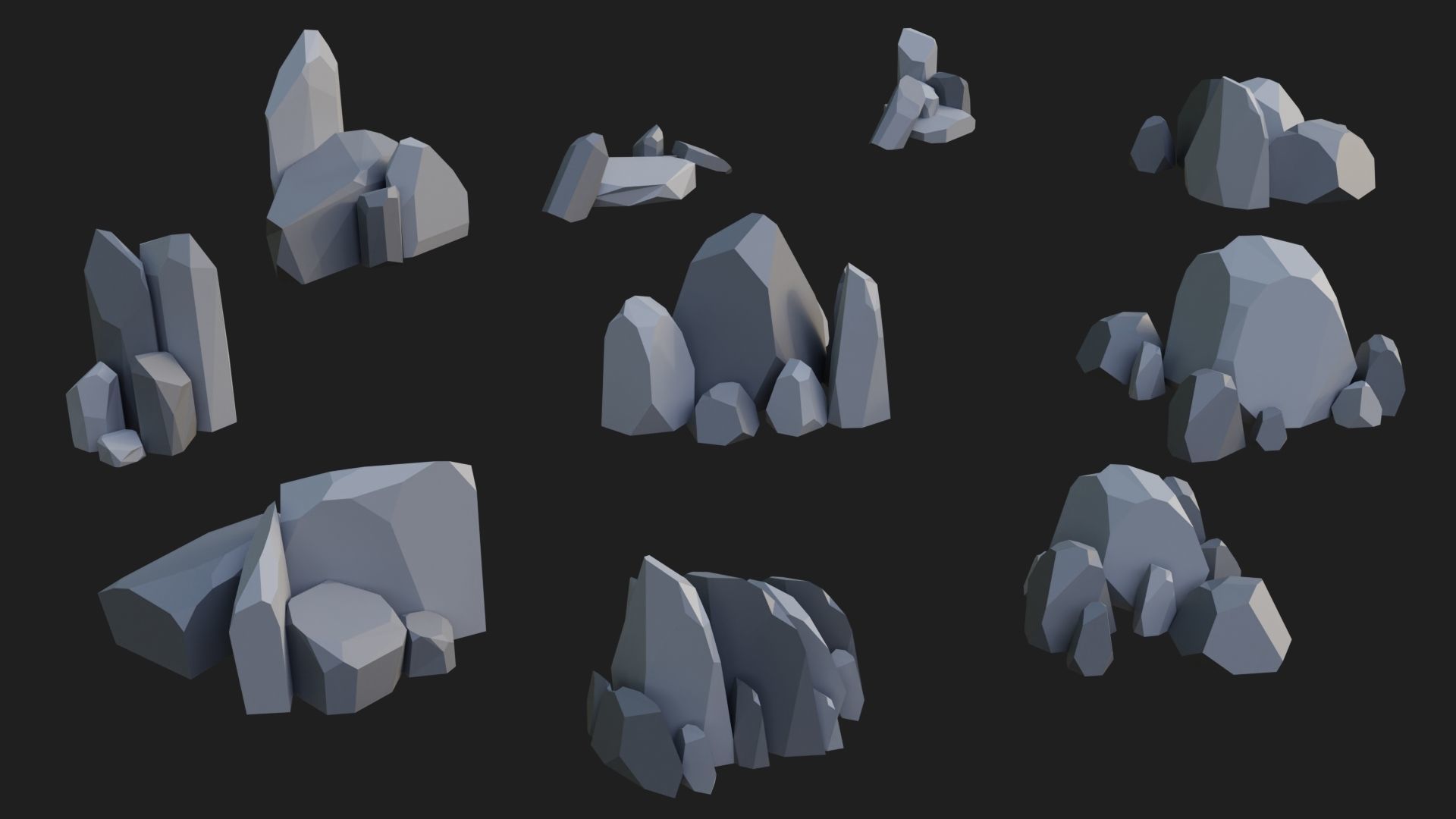 Low Poly Rocks and Stones Big Pack Low-poly 3D model_6